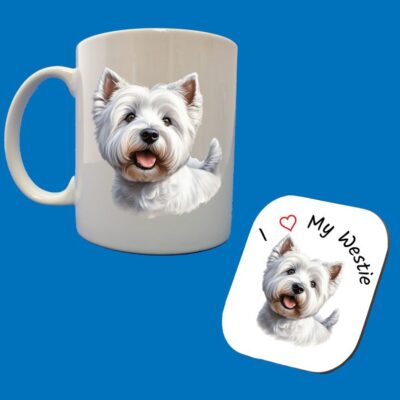 Photo Mugs and Coasters featuring Westie