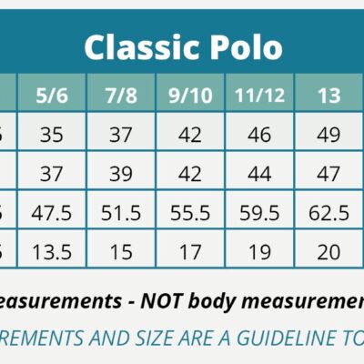 Banner Polo Shirt Size Guide